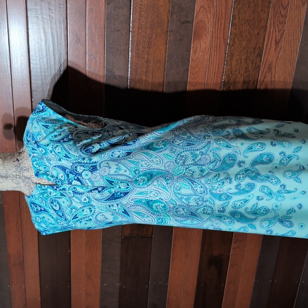Talbots Teal and Blue Paisley Slip On Dress - Picture 5 of 11